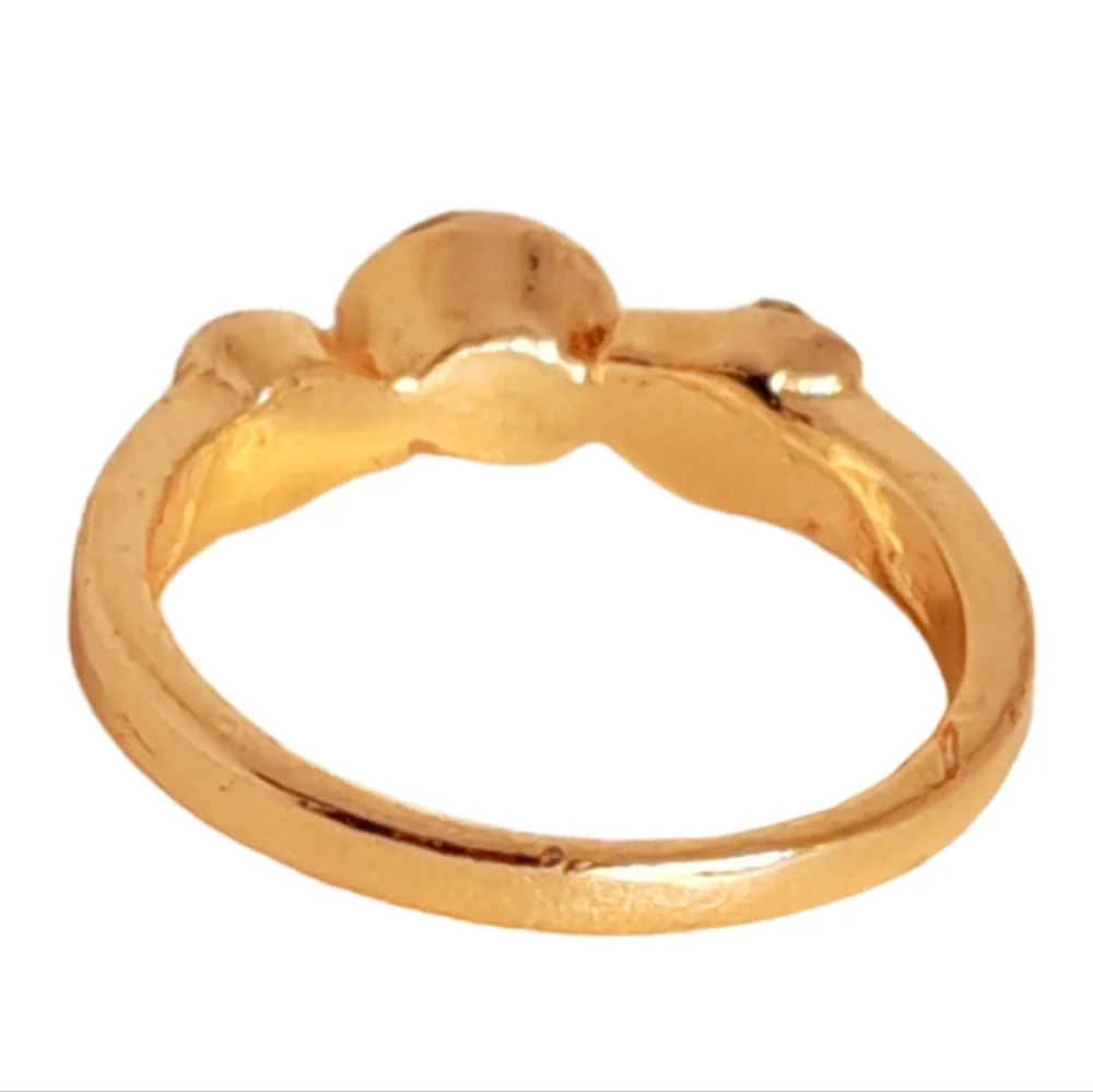 Rose Gold Tone Ring with 3 Rhinestones